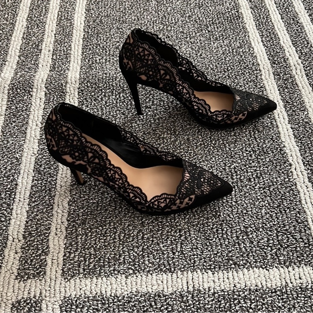 Black lace heels